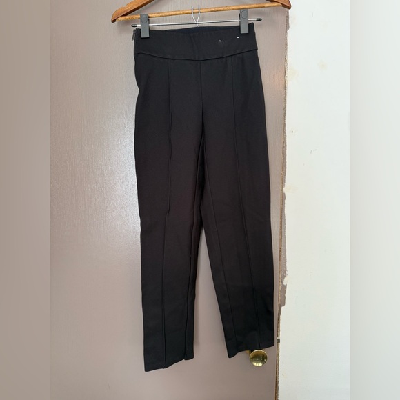 FLX Ponte Ankle Pull On Legging Side Zip Black Pleated - Picture 2 of 6